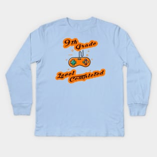 9th grade level complete-9th level completed gamer Kids Long Sleeve T-Shirt